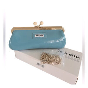 Miu Miu Parfum GWP Tiffany Blue Patent Kiss Lock Clutch Bag Crossbody